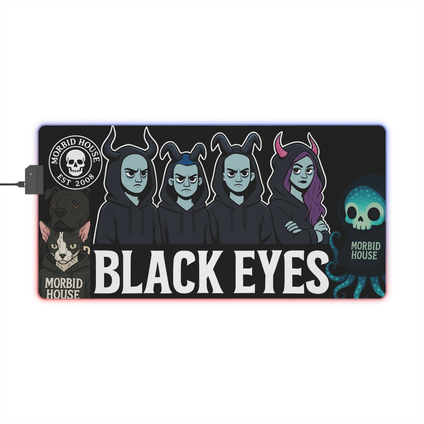 LED Gaming Mouse Pad Black Eyes and Friends