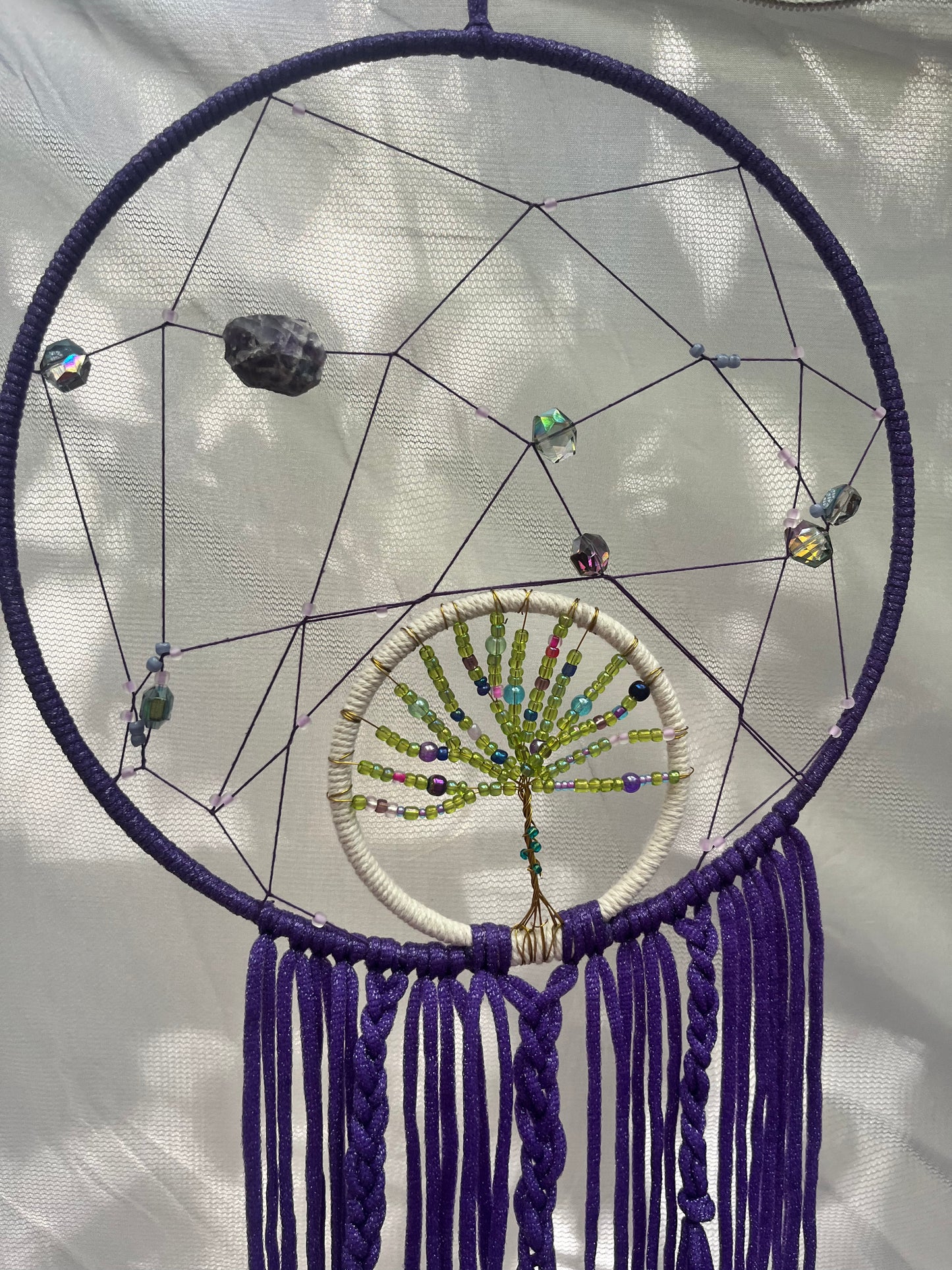 One of a kind handmade Dreamcatcher with beaded tree