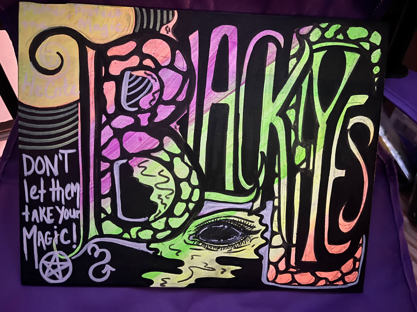 One of kind painting by 3 of Blackeyes 11x15 canvas