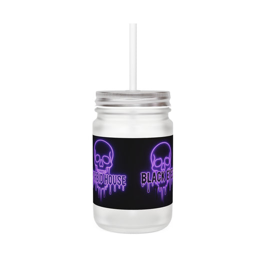 Morbid House - Black Eyes Mason Jar drinking glass and Straw