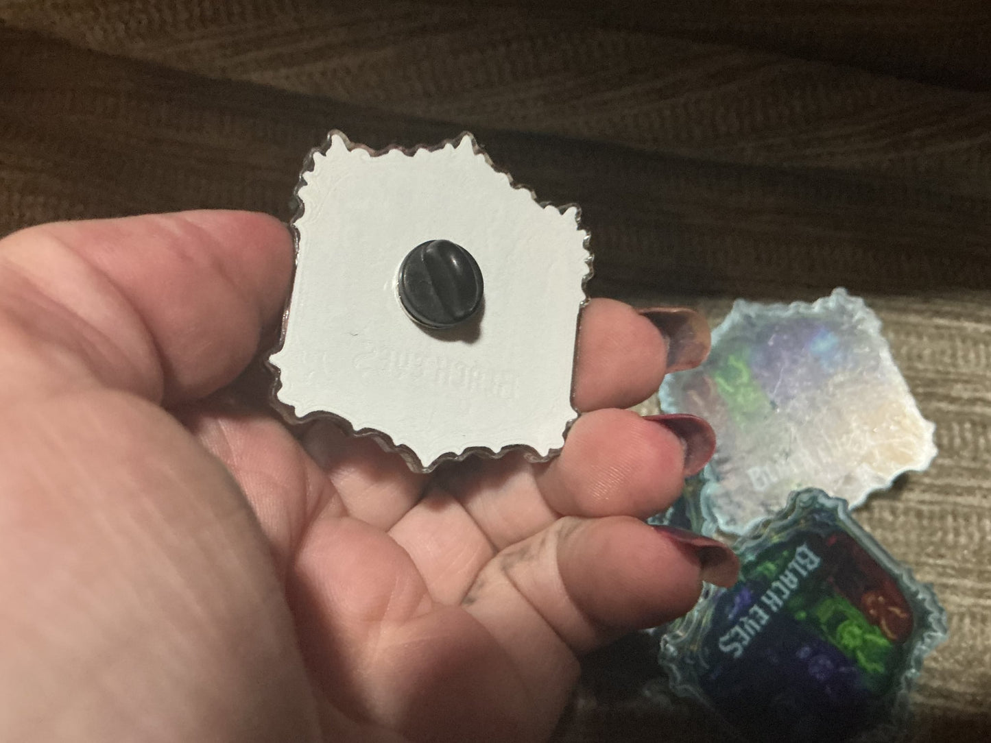 1.63″ × 1.75″ Black Eyes Bears Acrylic Pin 1/10