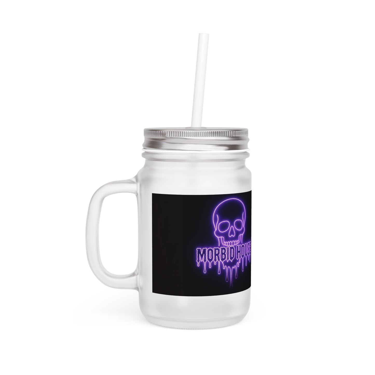 Morbid House - Black Eyes Mason Jar drinking glass and Straw