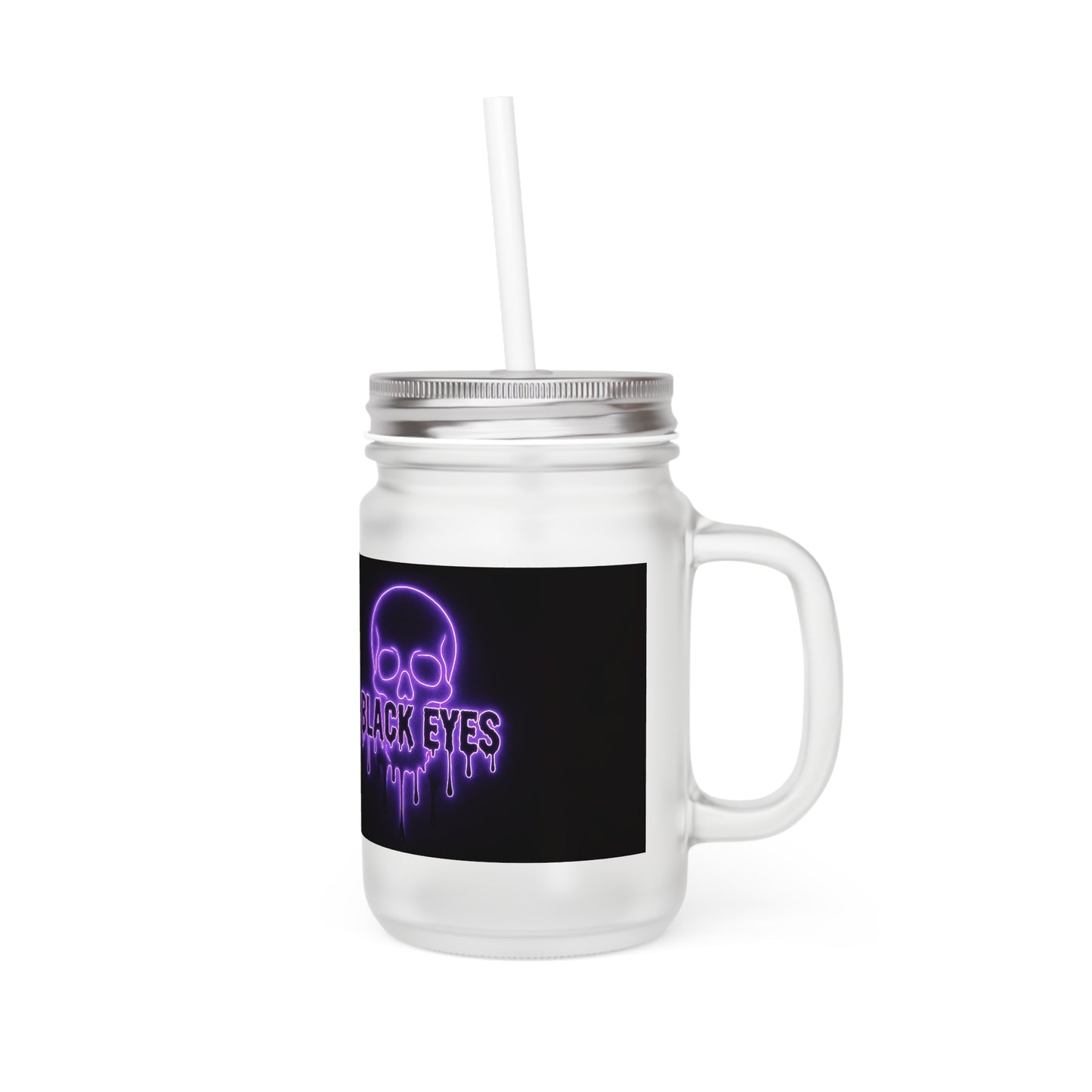 Morbid House - Black Eyes Mason Jar drinking glass and Straw