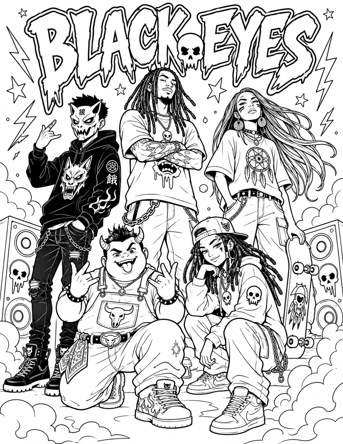 FREE Black Eyes Coloring Pages