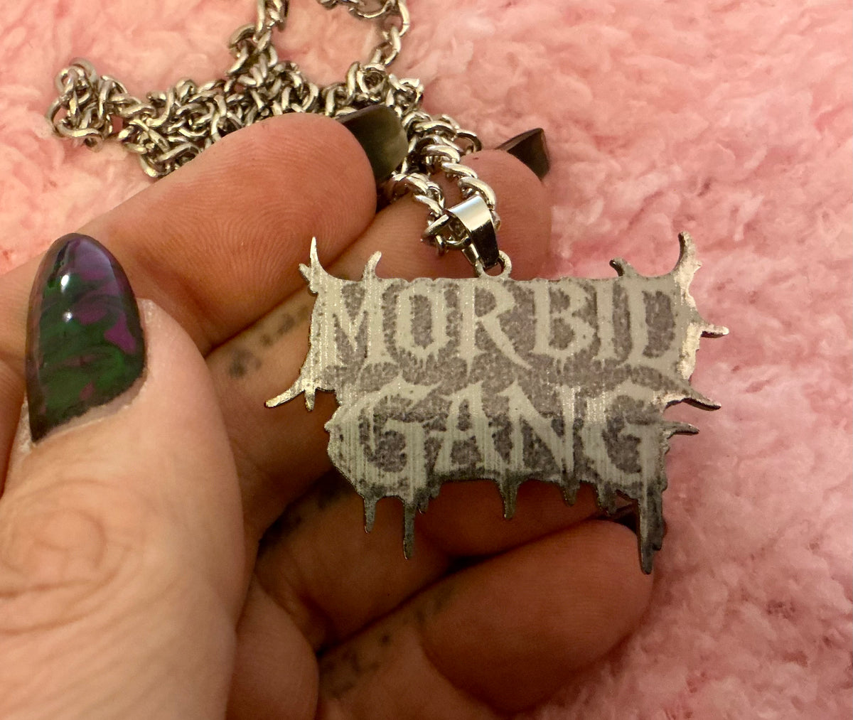 Morbid Gang frosted steel medallion and chain
