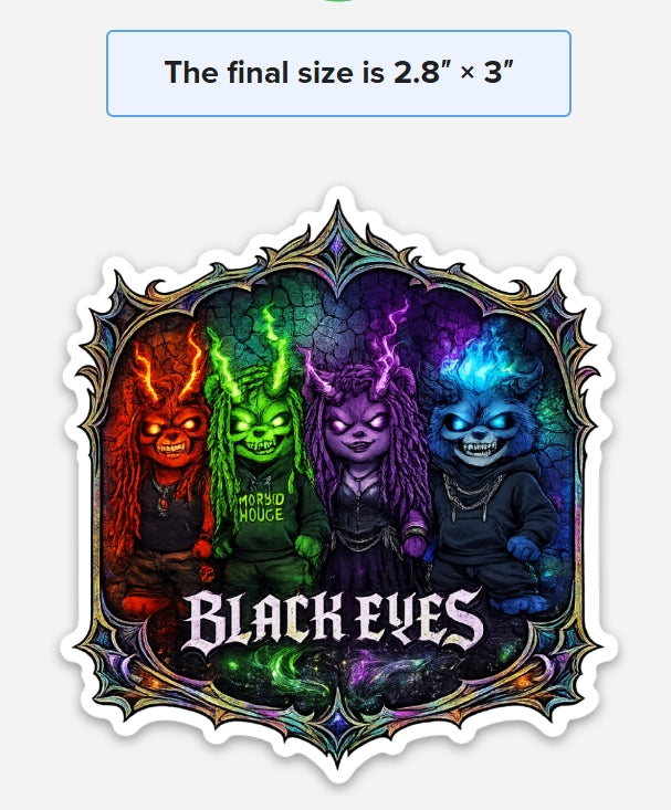 Black Eyes Bears stained glass vinyl Sticker