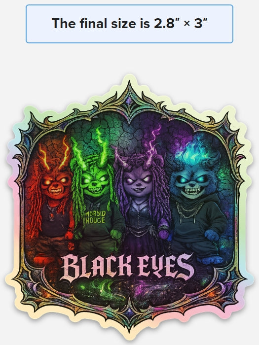 Black Eyes Bears Holo stained glass Sticker