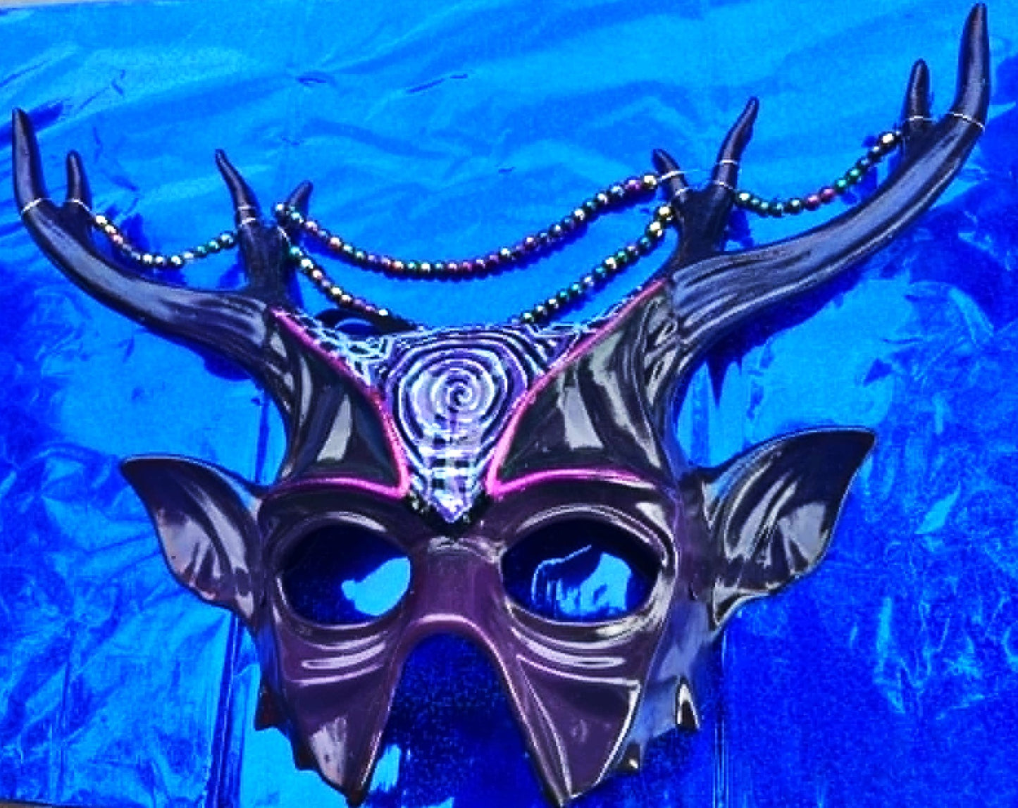 Custom Three Art Mask - Cosmic Swirl! Blacklight reactive!