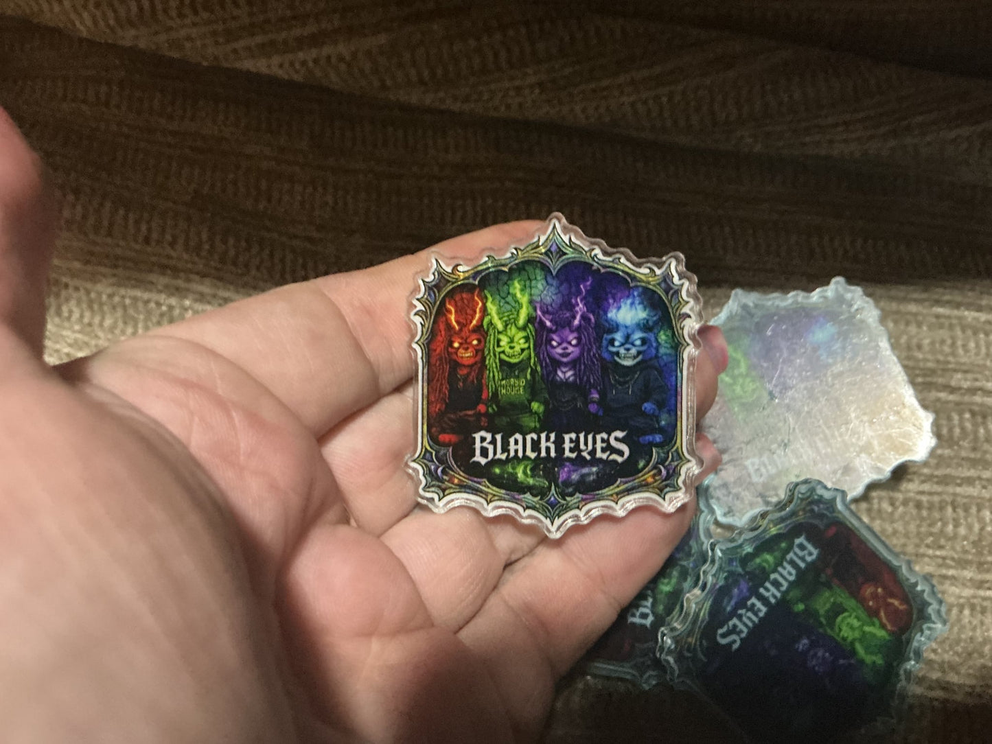 1.63″ × 1.75″ Black Eyes Bears Acrylic Pin 1/10