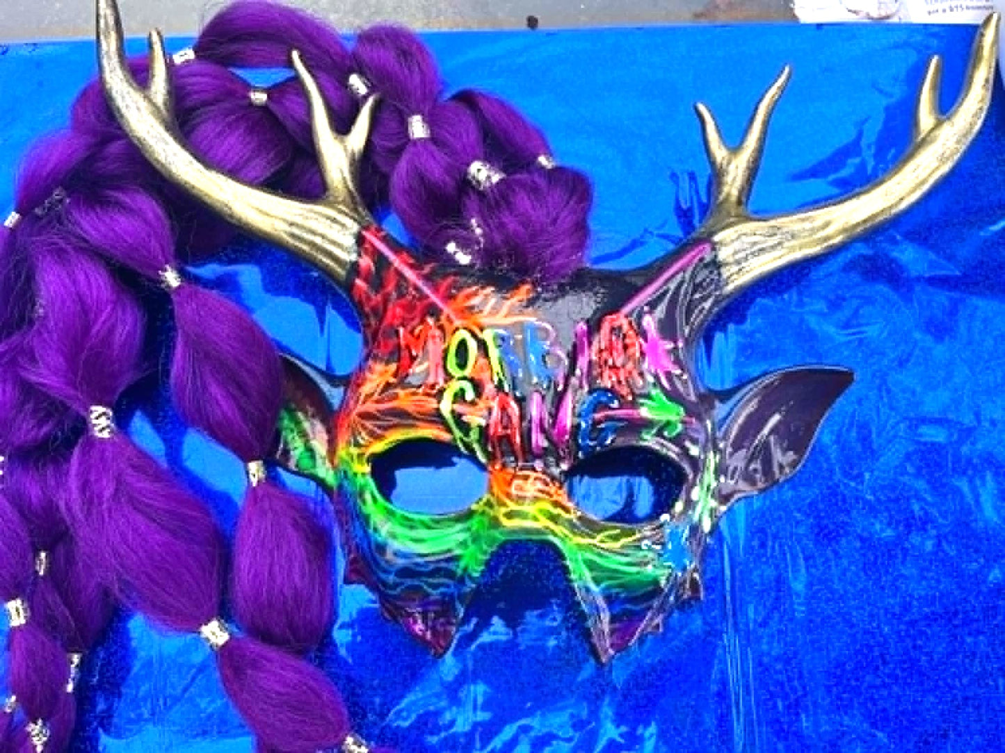 Custom Three Art Mask - Morbid Gang Drip! Glow in the dark!
